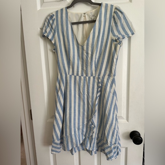 J. Crew Striped Faux Wrap Dress - Picture 2 of 6